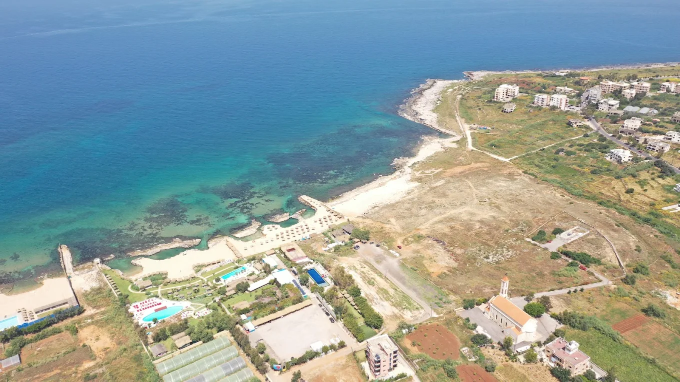High aerial of the Jiyeh peninsula and Mediterranean coastline